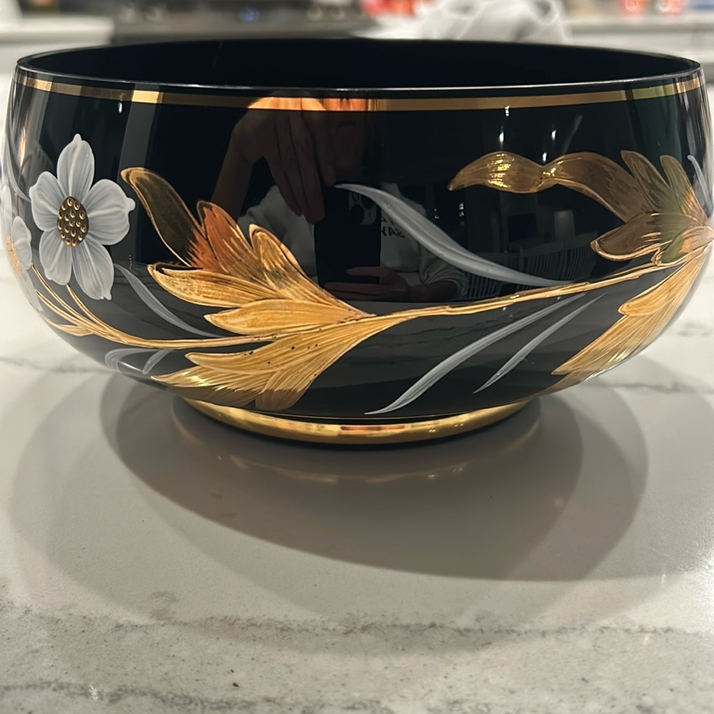 Bohemia Czechoslovakia handmade Crystalex bowl. 7 1/2 diameter.